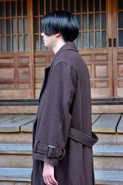 YOKE DOUBLE BREAST OVERCOAT"BROWN style"