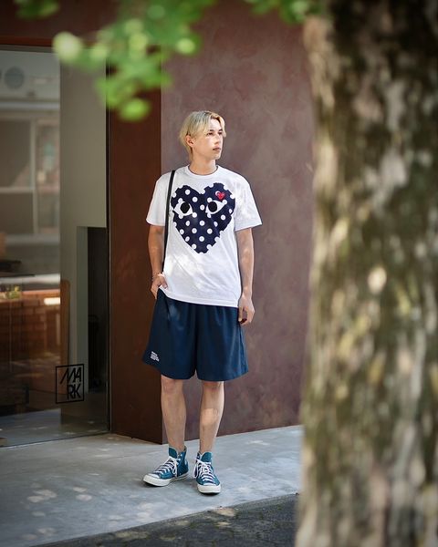 PLAY COMME des GARCONS ポルカドットTシャツ スタイル 2024.6.17