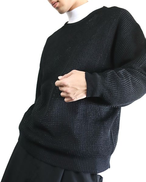 グラフペーパー 24SS Linen SOLOTEX Knit Crew Neck(BLACK) style 2024.3.15