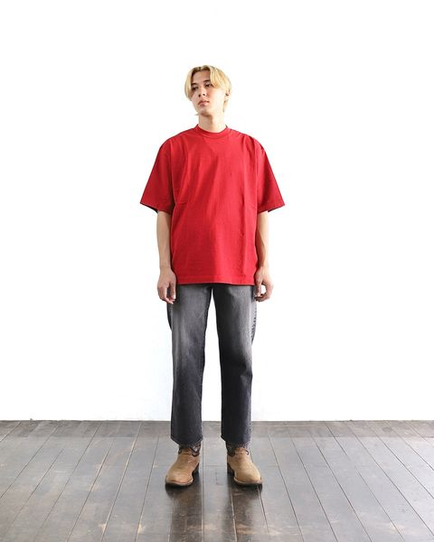 ブラームス24SS blurhms Co/Silk Nep Plain Tee(DarkRed) style 2024.3.21