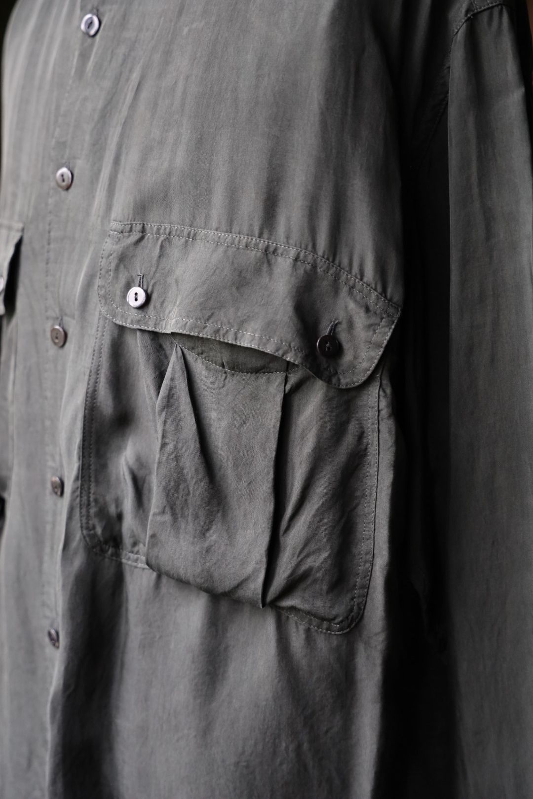 ヨーク 25FW シャツ Cupro Work Shirt(YK25FW01081SH) CHACOAL GREEN
