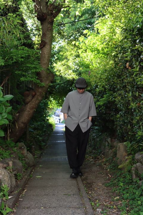 Ets.Materiaux Band Collar Short Sleeve Shirt style. 2022.05.11.