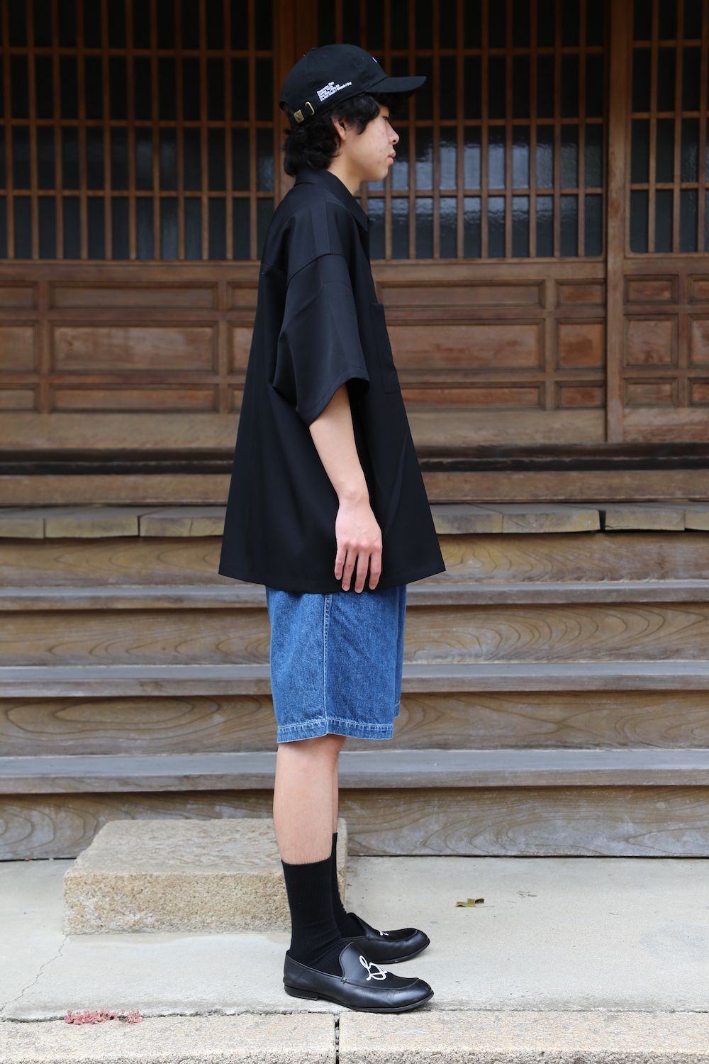 Graphpaper Selvage Wool S/S Oversized Box Shirt(GM212-50260) style 