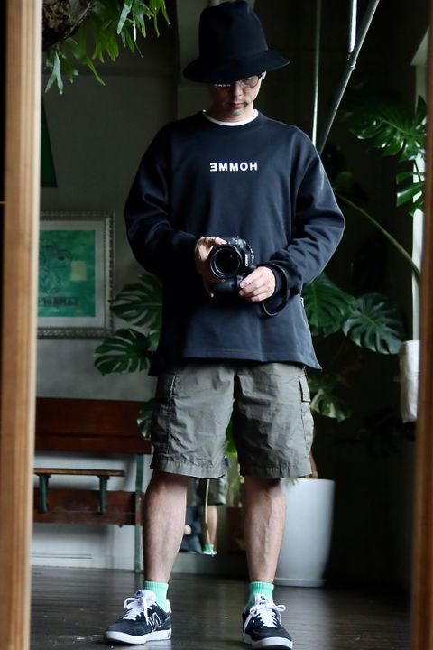 コムデギャルソンオム22AW サイドジップ HOMMEプリントスウェットスタイル