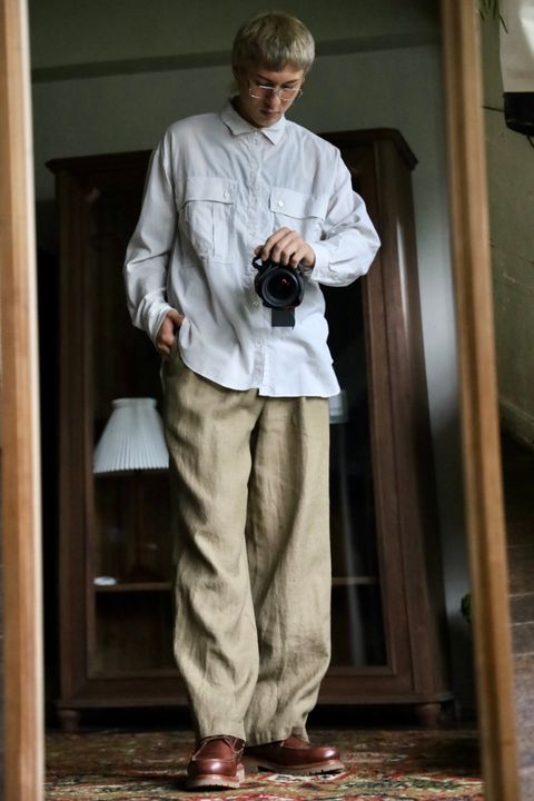 YOKE Linen Silk Kersey Double Breasted Blezer PICK UP STYLE