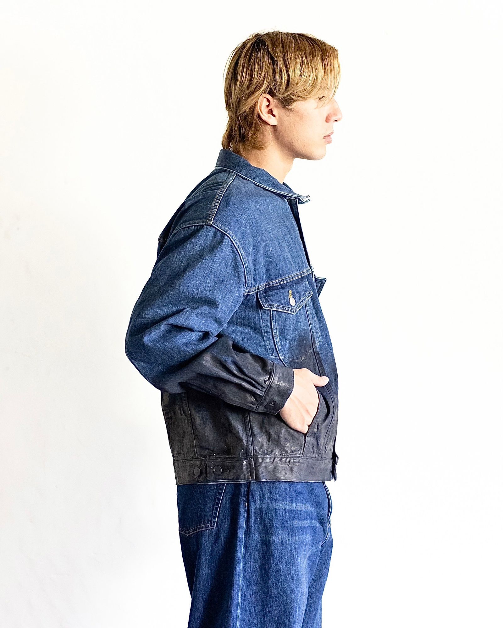 YOKE - ヨーク24FW HAND PAINTED DENIM TRUCKER JACKET YOKE - ヨーク24FW HAND PAINTED DENIM TRUCKER JACKET