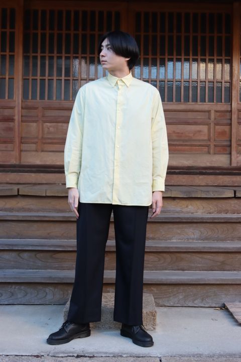 Ets.MATERIAUX Regular collar shirt(YELLOW)style.