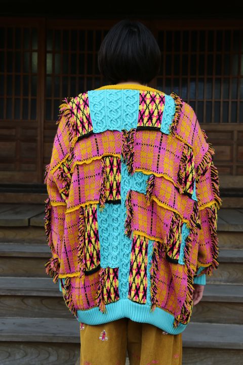 KIDILL 2020A/W 新作Chaotic Argyle Tartan Cardigan"Yellow×Pink" style.2020.11.23.