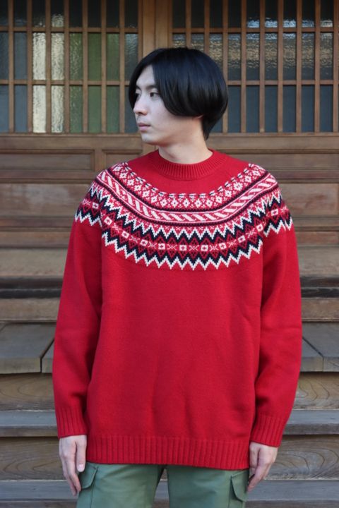 JUNYA WATANABE COMME des GARCONS MAN ラムウールジャガードニットRED style