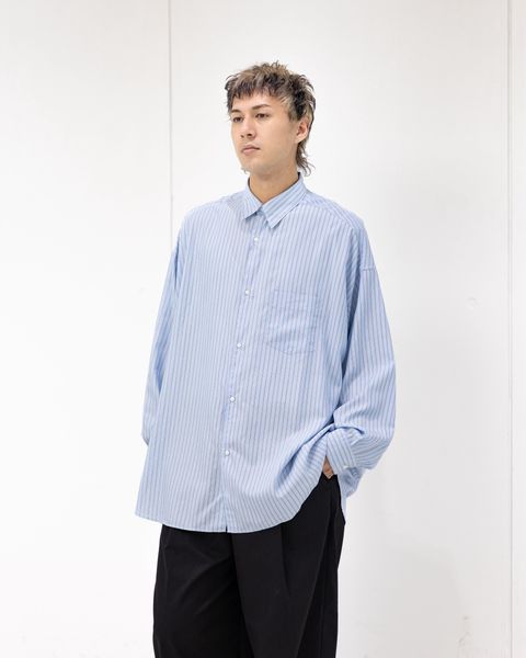 グラフペーパー SIDOGRAS L/S Oversized Regular Collar Shirt(GM262-50027)SAX STRIPE☆6月6日(土)発売！