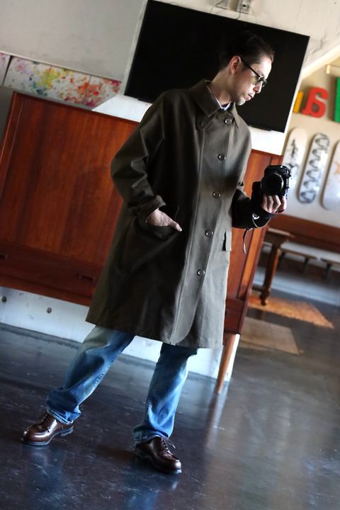 A.PRESSE Motorcycle Half Coat"OLIVE"style.