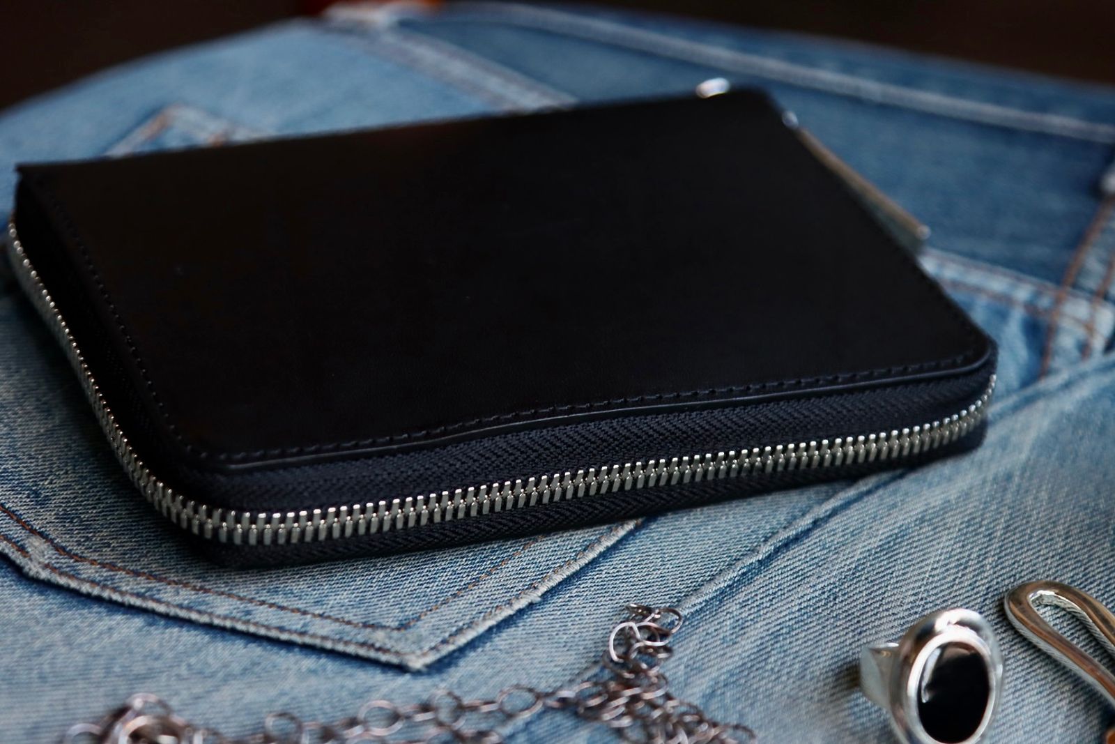 ヨウジヤマモト24SS THICK NATURAL FASTENER WALLET S(HS-A01-763-1)BLACK