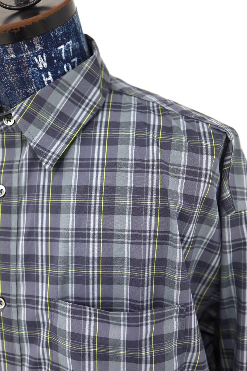 フレッシュサービス MADRAS DRY TECH REGULAR COLLAR SHIRT (FSC261-50251)GRAY