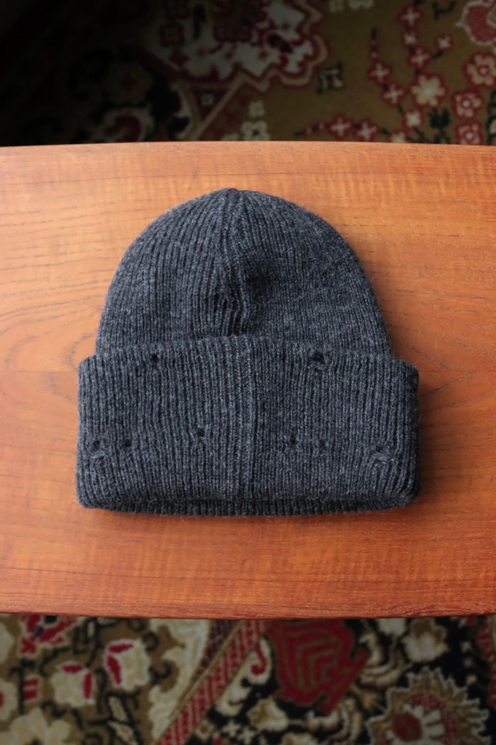 ワイズフォーメン DAMAGED KNIT CAP (ML-H01-160)CHARCOAL☆新作発売！