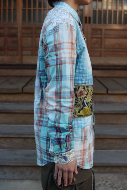 KHOKI Washi knit cardigan(22SS-K-03),Madras check shirt(22SS-B-03) style. 2022.02.21.