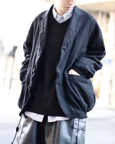 COMME des GARCONS HOMME 23AW ウールサージ縮絨ジャケットスタイル 