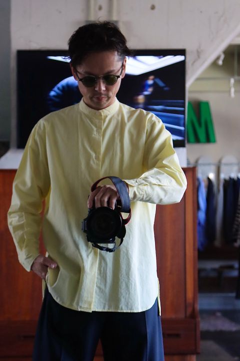 Ets.MATERIAUX 22SS Band collar shirt"YELLOW"style.2021.12.14.
