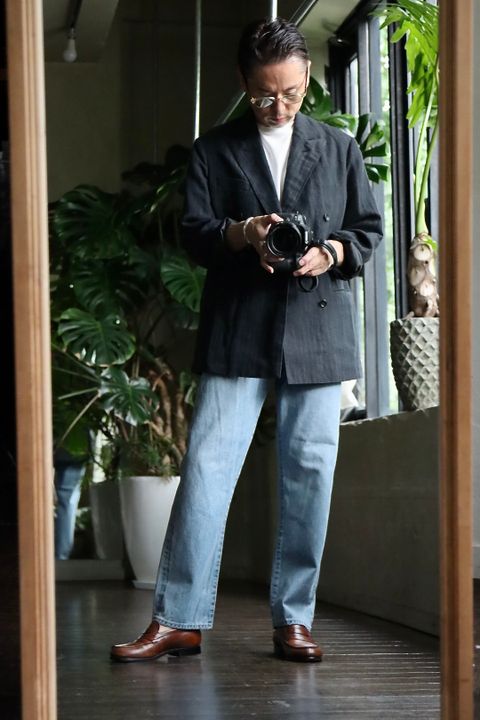 A.PRESSE アプレッセ22FW Washed Denim Pantsスタイル