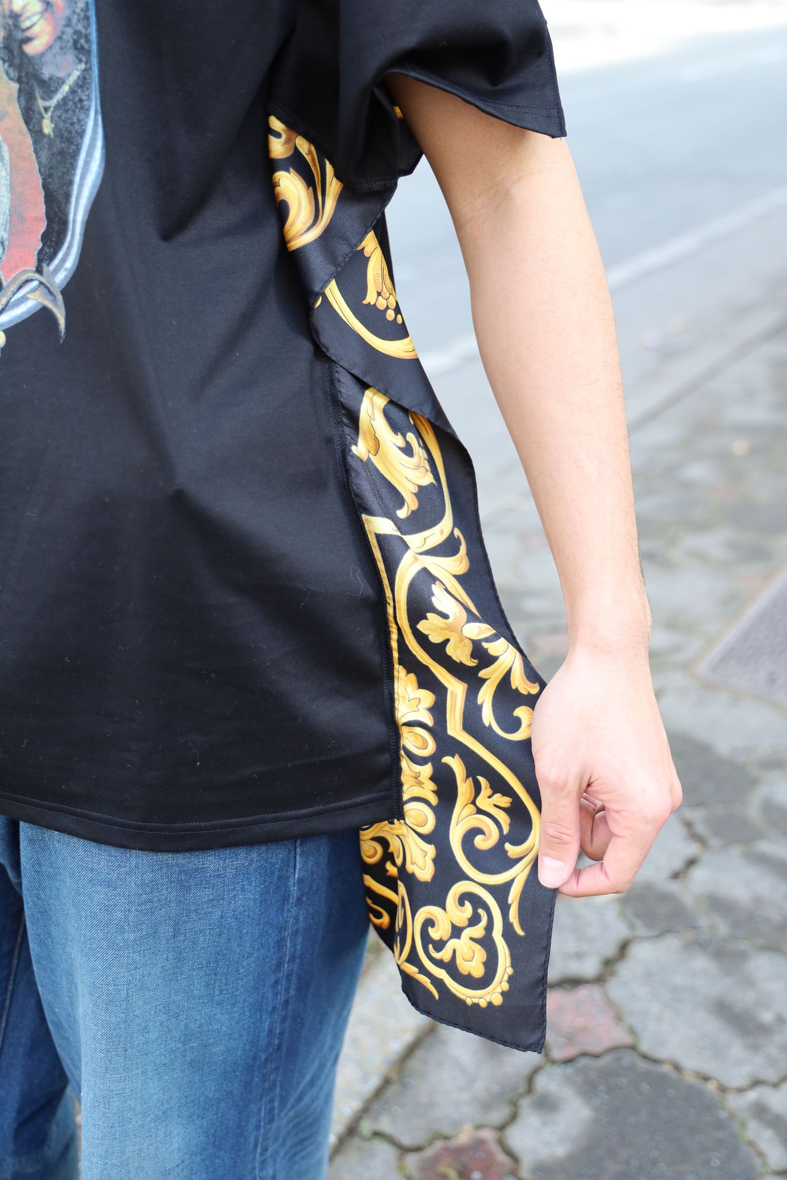 ジュンヤ ワタナベ コムデギャルソン AC/DC ビッグTシャツ カットソー/S JUNYA WATANABE MAN - ジュンヤワタナベマン×AC/DCコラボシルク