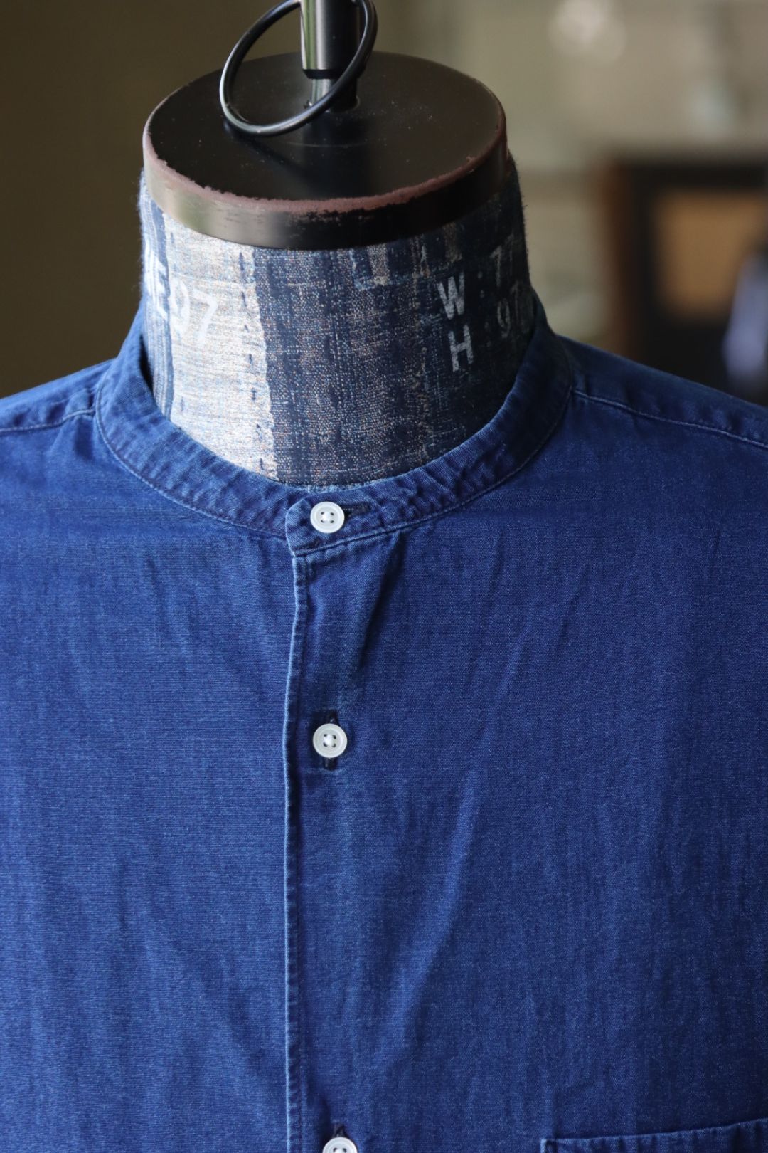 グラフペーパー SIDOGRAS Indigo Poplin L/S Oversized Band Collar Shirt(GM252-50046)DARK FADE☆8月2日(土)発売！