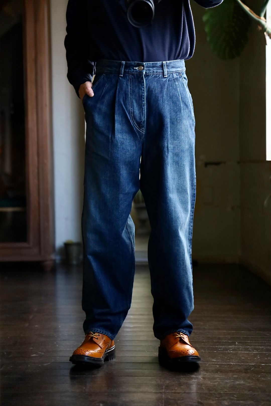 パンツ Selvage Denim Two Tuck Tapered Pants MEN Graphpaper Selvage Denim Two Tuck Tapered Pants