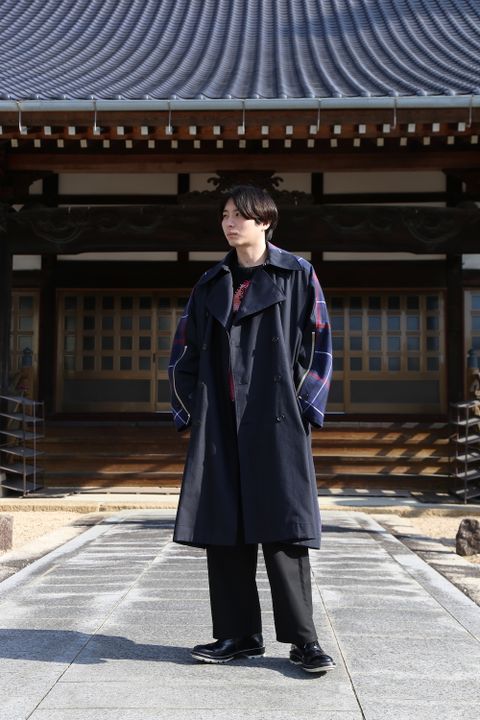 KIDILL 2020AW Trench Coat(KL447) "Navy×Blue Tartan" style.2020.12.6.
