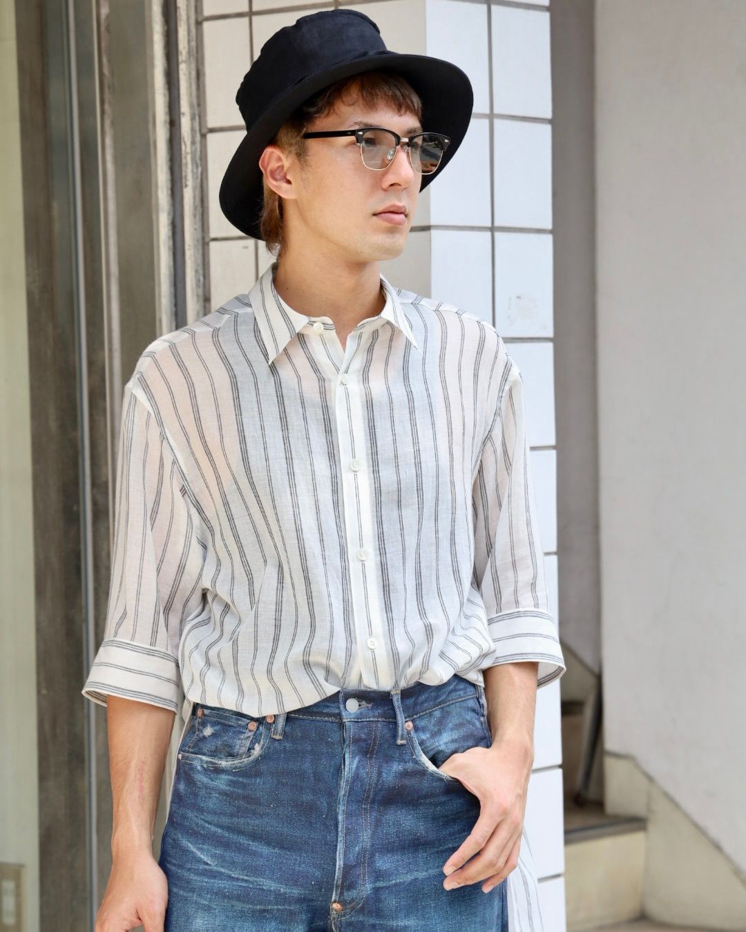 Yohji Yamamoto シアーストライプ レギュラーカラーシャツ PICKUP STYLE!