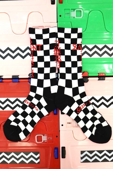 セントマイケル 26AW CHECK SOCKS(SM-MK1-0000-103) BLACK＋WHITE☆10月10日(土)発売！