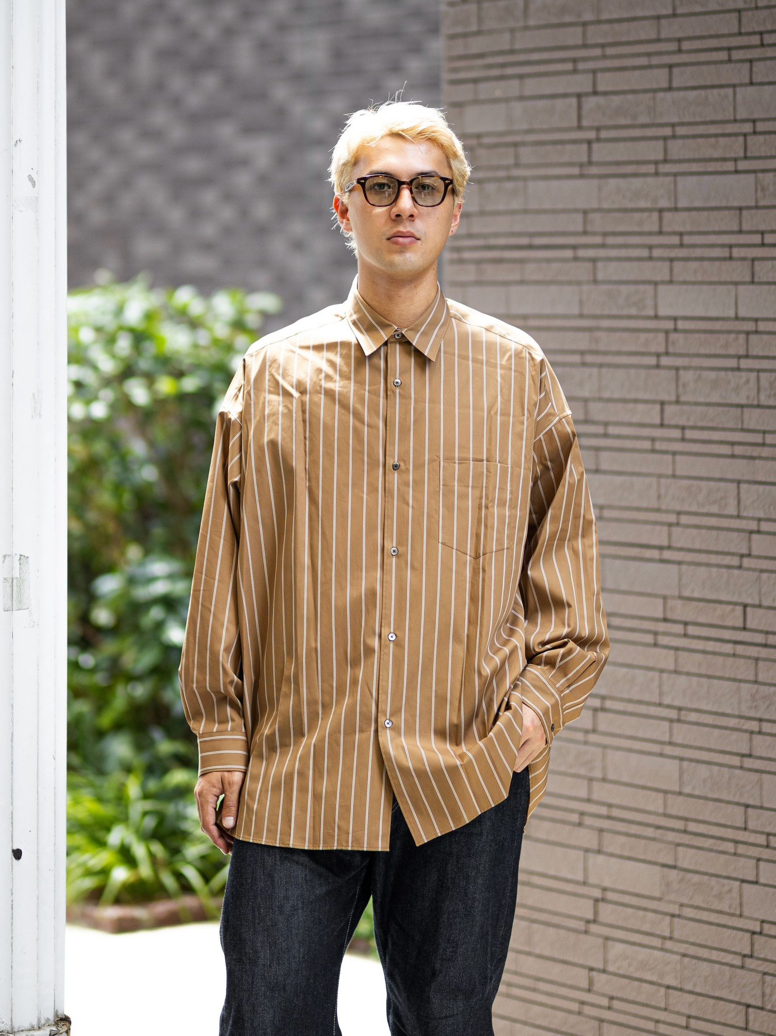 Graphpaper SIDOGRAS Brown Stripe L/S Oversized Regular Collar Shirt 8月8日(土)新作発売！