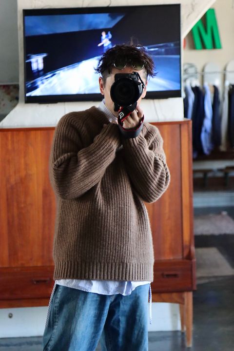 A.PRESSE Fisherman Pullover Sweater"BROWN"style.2021.12.14.