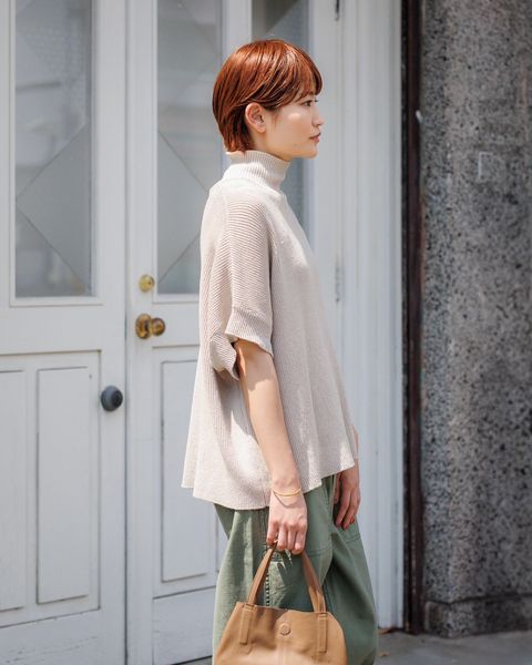 グラフペーパー 25SS新作Linen Solotex S/S Mock Neck Knit style.2025.4.26