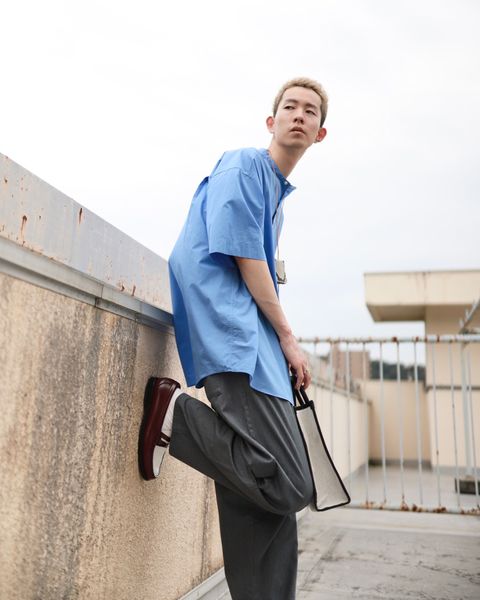 Graphpaper グラフペーパー23SS Broad S/S Oversized Band Collar Shirtスタイル