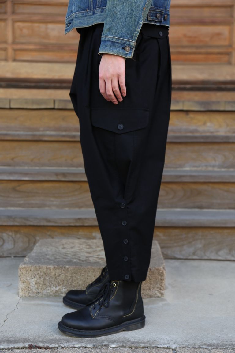 ヨウジヤマモト 25SS 裾マッキンタブ細パンツ yohji yamamoto - pour homme | シワギャバ裾ベルトP (メンズ