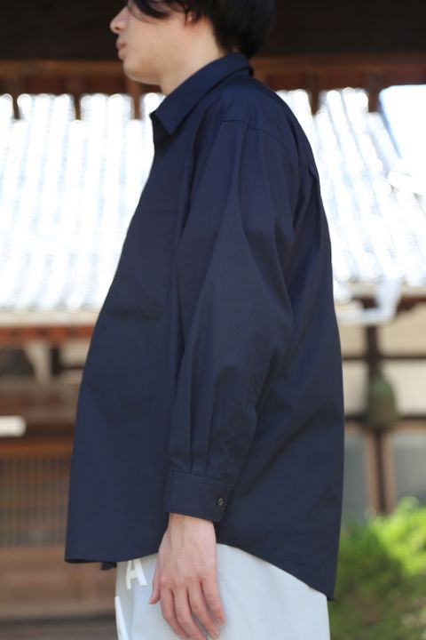 Graphpaper Broad L/S Oversized Regular Collar Shirt(GM212-50110B) style.2021.5.30.