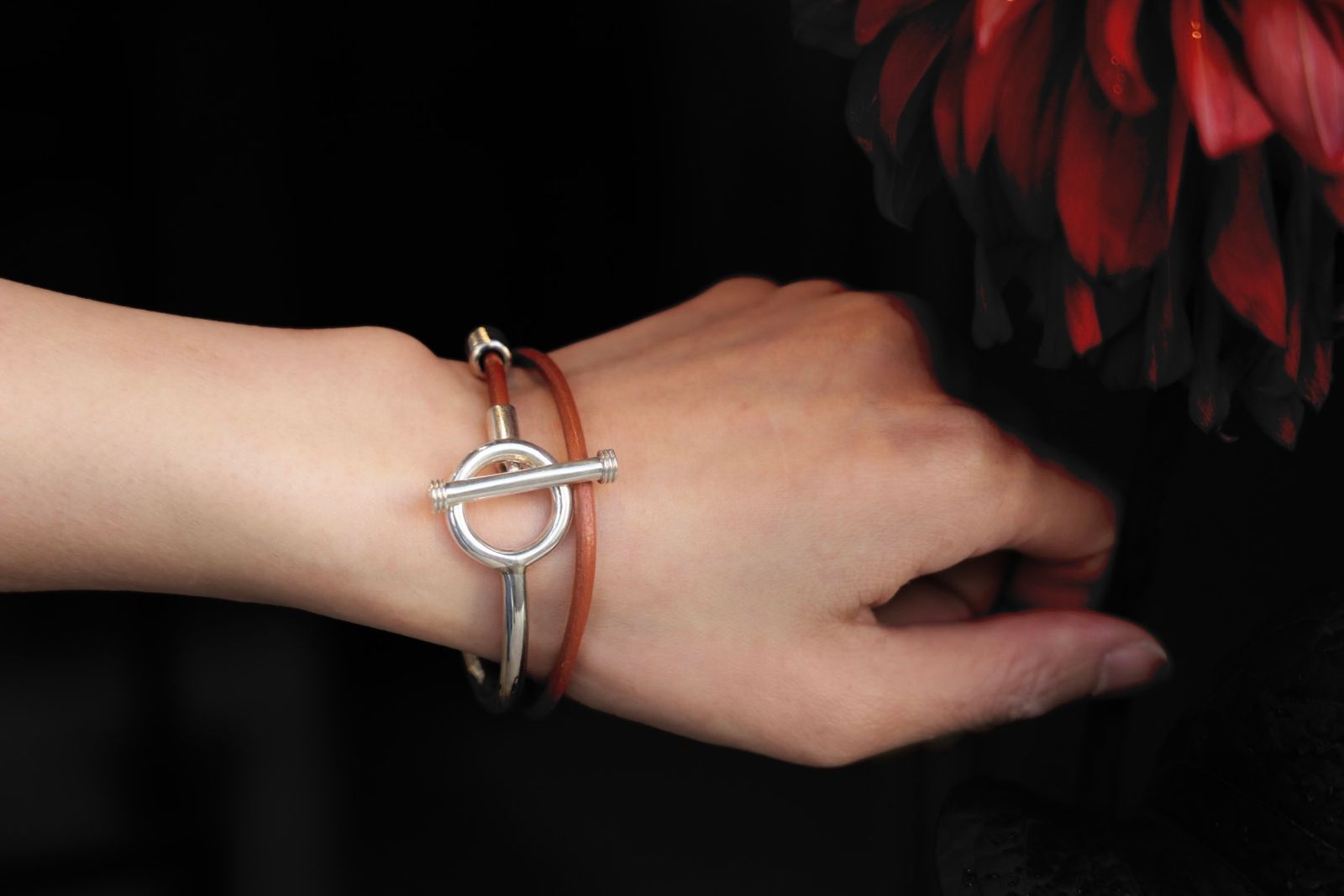 XOLO JEWELRY ショロジュエリー / Toggle Double Leather Bracelet(XOLB001)CAMEL