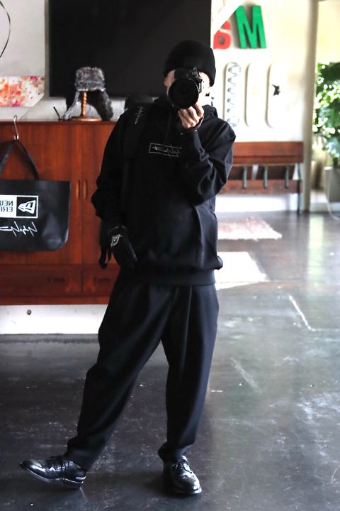 Yohji Yamamoto×New Era BOX LOGO PRINT SWEAT PULLOVER HOODIE style.