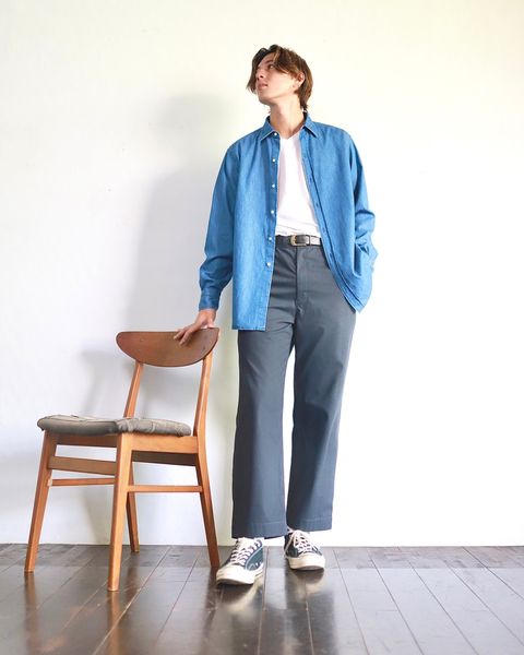 A.PRESSE 23AW Work Chino Trousers"CHARCOAL"スタイル