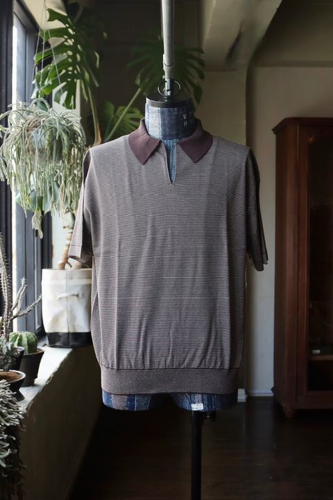 アプレッセ High Gauge S/S Striped Skipper (24SAP-03-03K)BROWN×ECRU