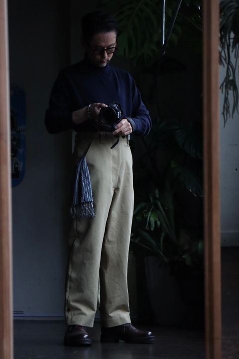 A.PRESSE 23SS Motorcycle Trousers"BEIGE"スタイル