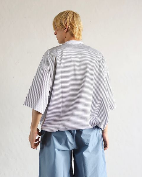 イズネス 24SS BALLOON BORDER SHORT SLEEVE T-SHIRT(WHITE) style 2024.4.5