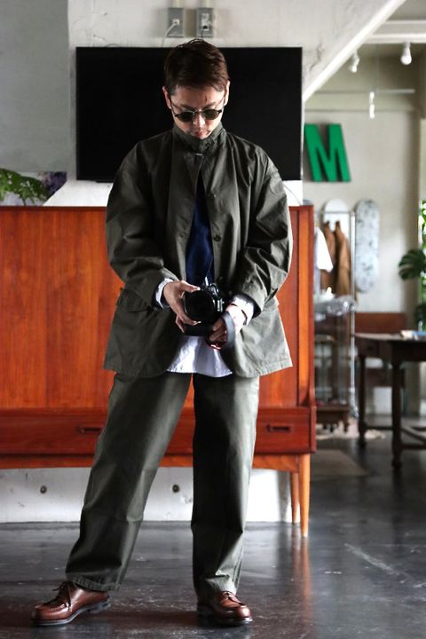 FreshService OVERDYED LEFT TWILL ENGINEER JACKET"DARK OLIVE"style.