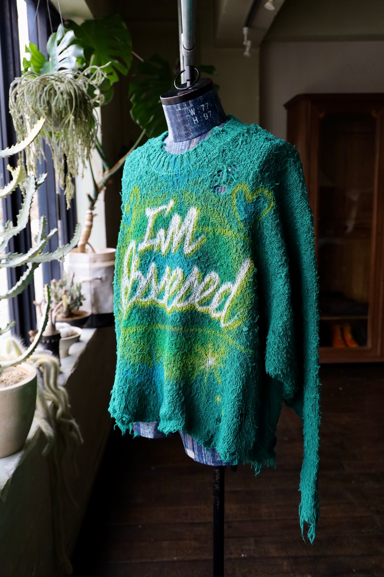 doublet 25SS 即完売品/ニット/グリーン doublet（タブレット） / AURBRUSH RECYCLED COTTON PULLOVER