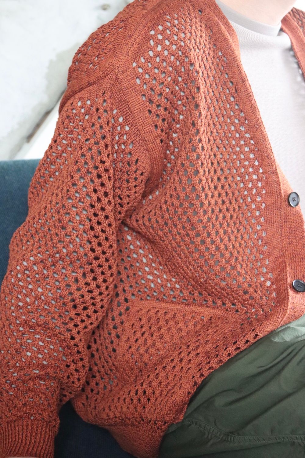 良質 ２２ｓｓ ｙｏｋｅ ＭＥＳＨＥＤ ＫＮＩＴ ＣＡＲＤＩＧＡＮ ...