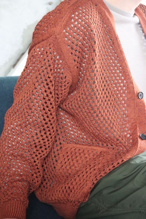 YOKE MESHED KNIT CARDIGAN(YK22SS0345S) style.2022.2.19