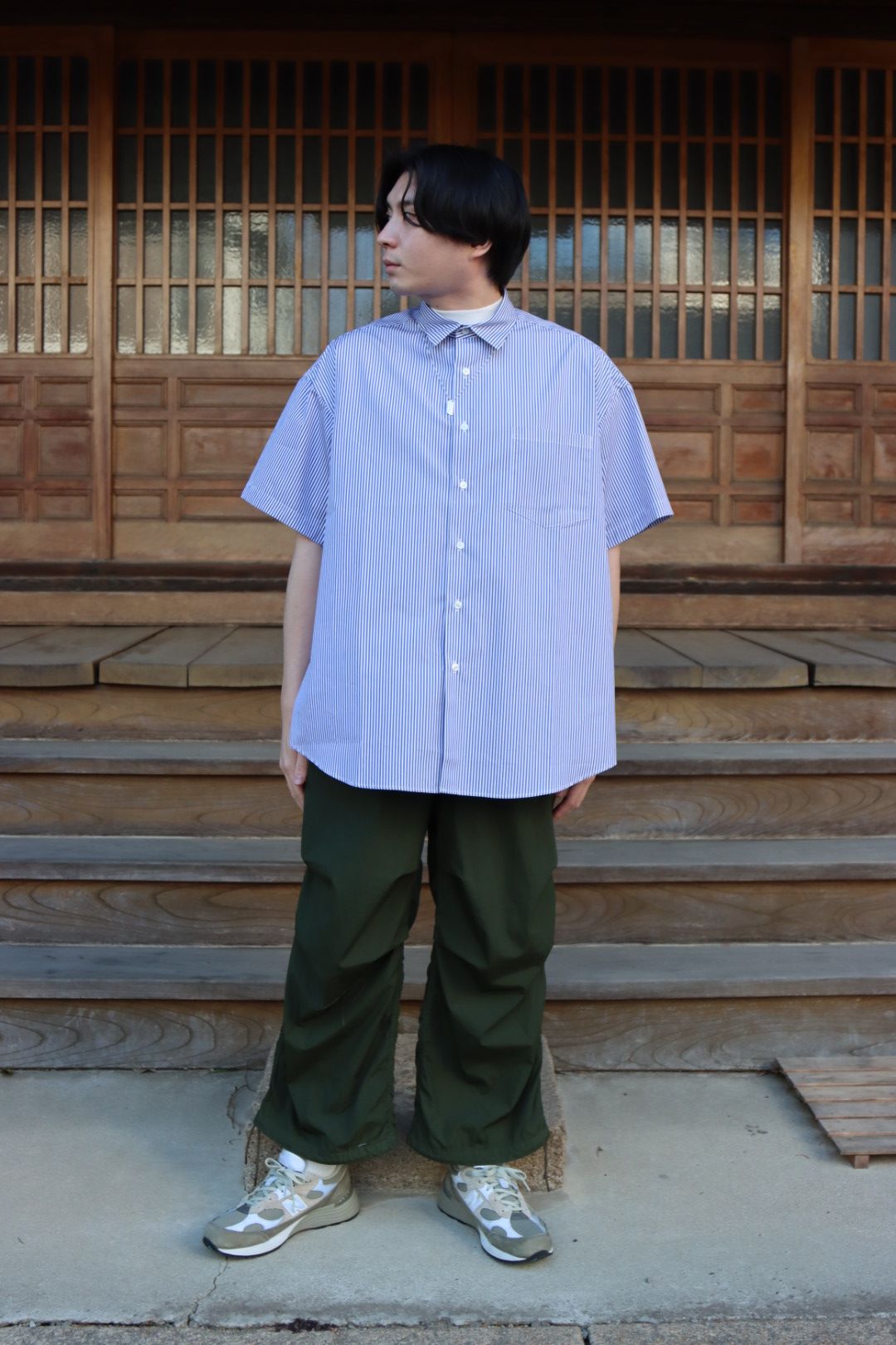 is-ness×THOMAS MASON VENTILATION SHORT SLEEVE SHIRT"BLOCKS STRIPE"イズネス22SS