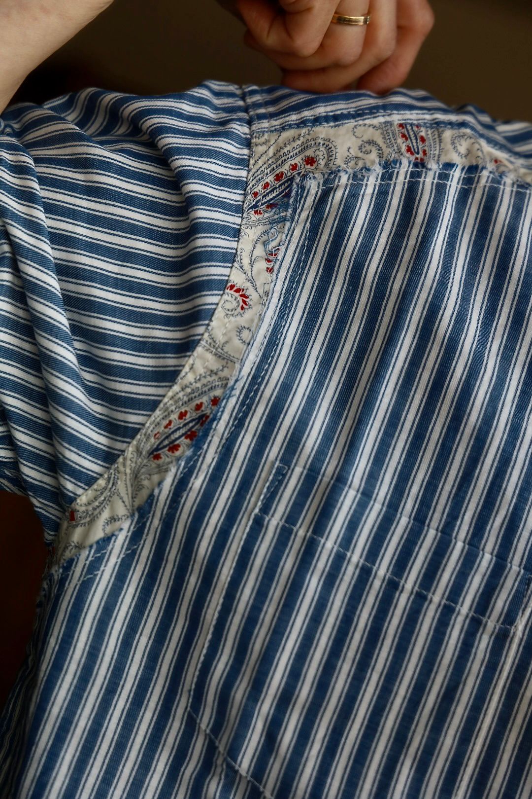 コムデギャルソンオム25SS ストライプS/Sシャツ(HO-B019-051)BLUE STRIPE