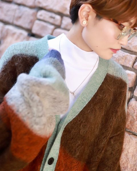 YOKE 新作MOHAIR BORDER CARDIGAN style.2023.9.3