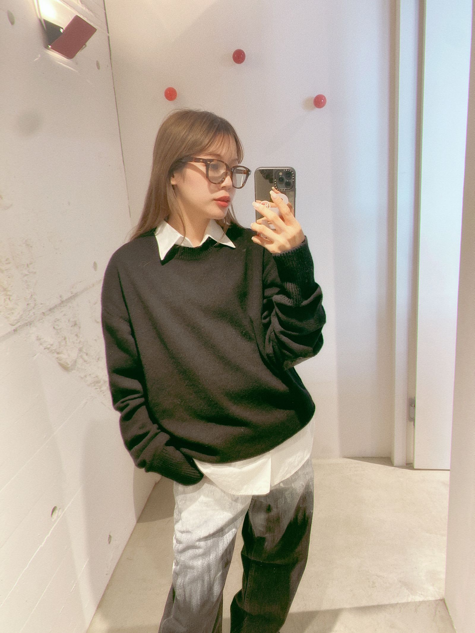 ヨーク24FW PAINTED ELBOW PATCH  SWEATER(YK24FW0822S)BLACK