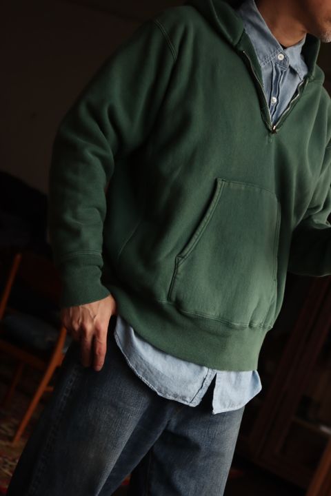 A.PRESSE アプレッセ24SS Vintage Half Zip Sweat Hoodieスタイル