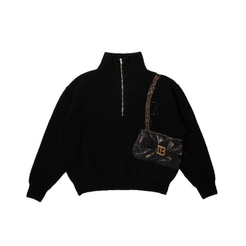 doublet ダブレット26AW TROMPE L’OEIL EMBROIDERY HALF ZIP KNIT (26AW56KN229)BLACK☆8月15日(土)発売！